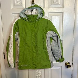 Columbia Green/White Core Interchangeable 3 In 1 Ski Jacket/Wind Breaker Small